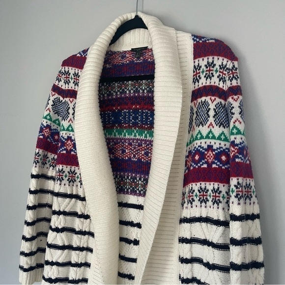 Talbots chunky cableknit flyaway open front oversized cozy sweater cardigan - Picture 3 of 11